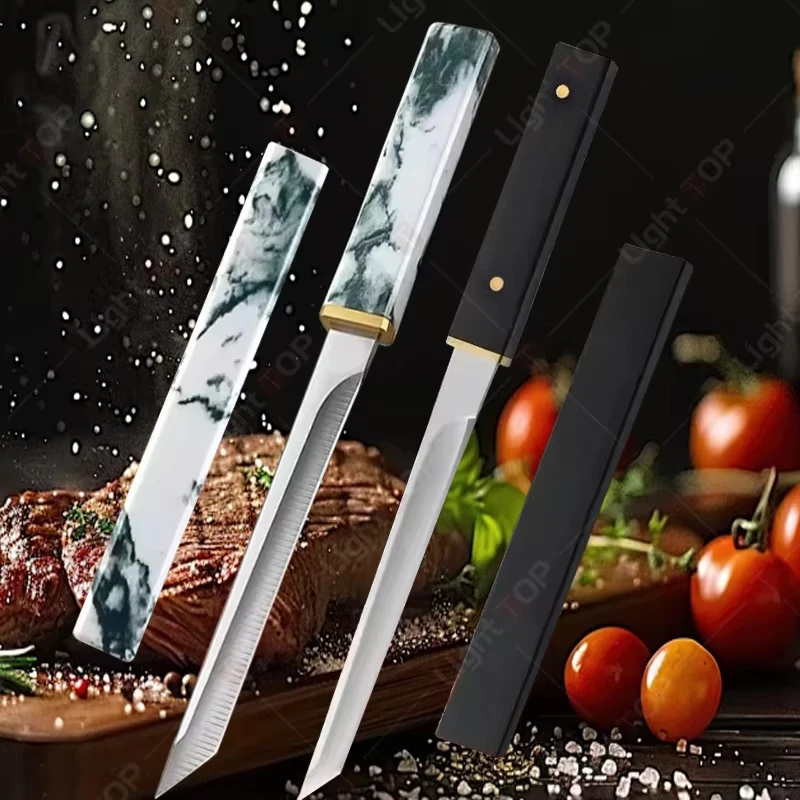 Nuevo cuchillo para deshuesar de acero inoxidable, cuchillo de carnicero forjado hecho a mano, cuchillo para cortar frutas, cuchillo para carne de cordero asado, funda para cuchillo