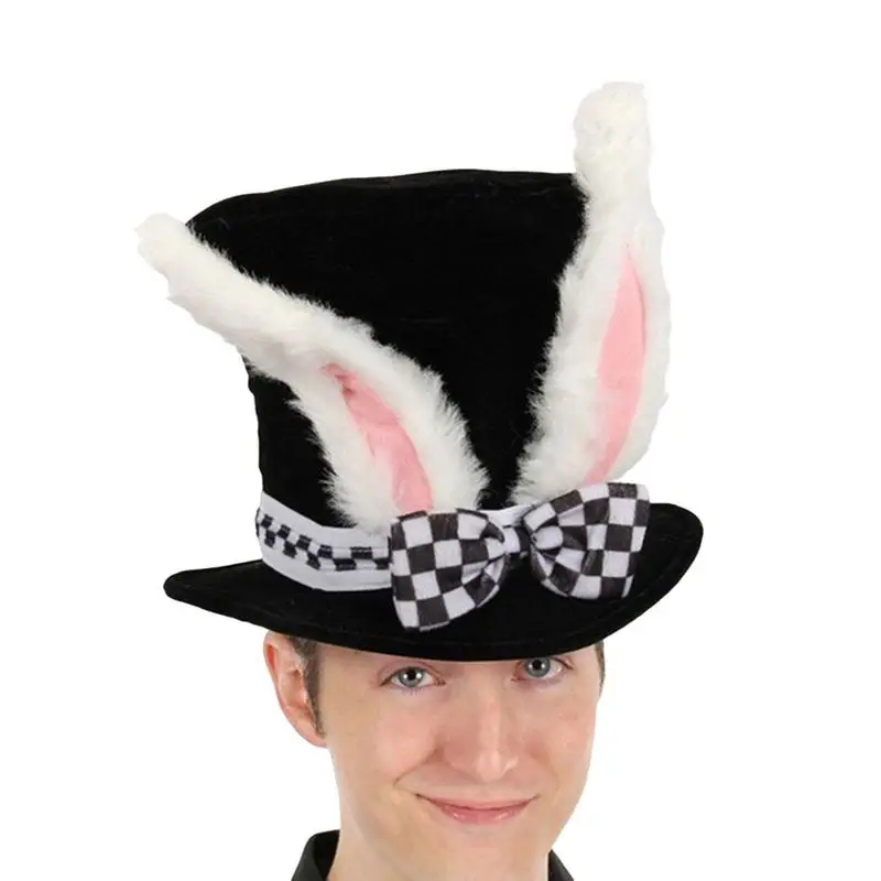 ผู้ชายกํามะหยี่กระต่ายหูหมวกหมวกนักมายากลเครื่องแต่งกาย Props Steampunk Ultra Circus หมวก Party อุปกรณ์เสริมสําหรับอีสเตอร์ปาร์ตี้หมวก