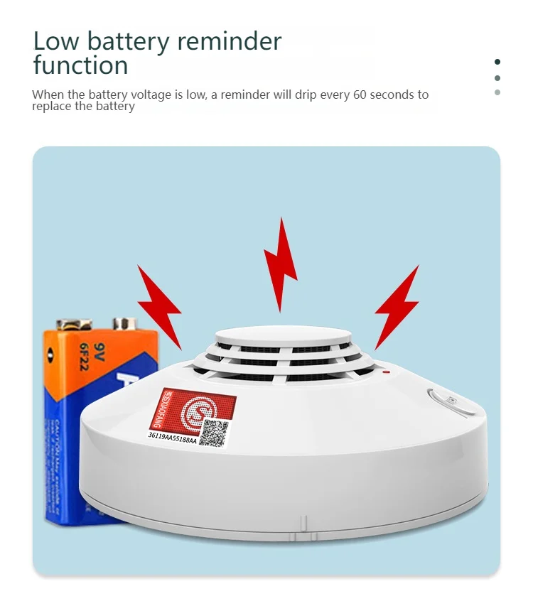 Smoke detector, smoke sound and light alarm, fire prevention, general induction alarm bell detector for firefighting