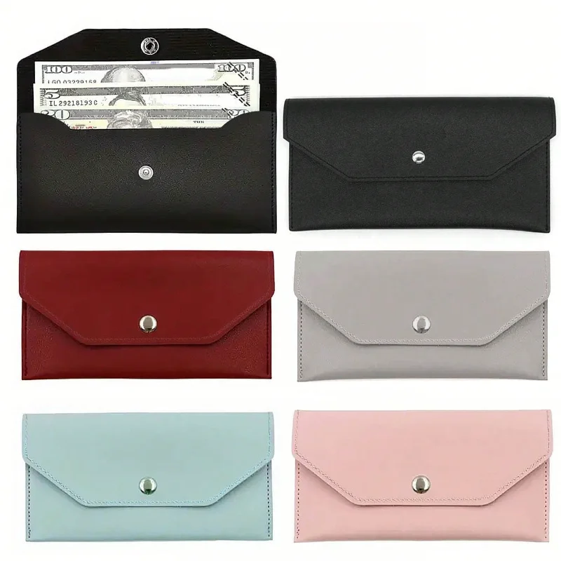 1PC  womens wallet Reusable money clip wallet Cash bank card envelope storage bag with card slot Portable leather wallet men