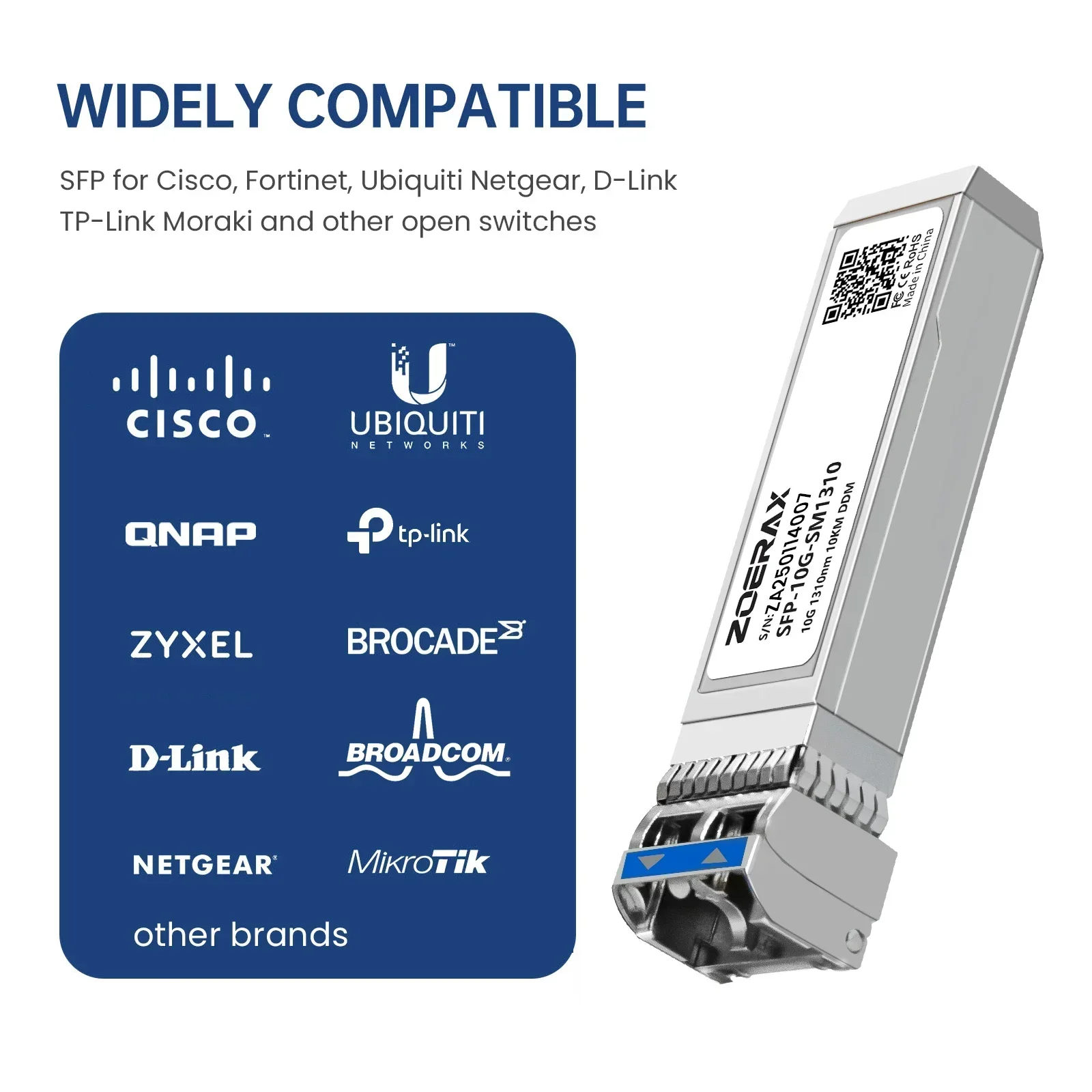 ZoeRax 10/1,25G SFP + одномодовый LC дуплексный модуль приемопередатчика 1310 нм 10 км DDM оптоволоконный модуль для Cisco/TP-Link/другие бренды
