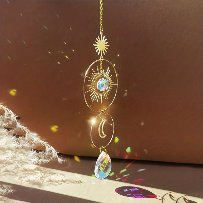 1pc 크리스탈 Suncatcher 장식 공예 AB 컬러 크리스탈 공 문 태양 펜던트 크리스탈 정원 장식