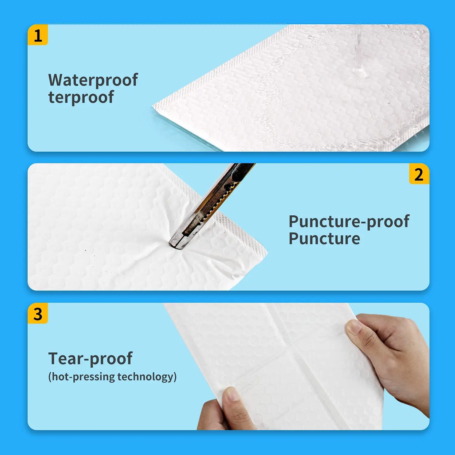 100Pcs สีขาวสีดำ Self Seal การจัดส่งเบาะซอง Poly Bubble Mailers ถุงบรรจุภัณฑ์ซองจดหมายฟอง