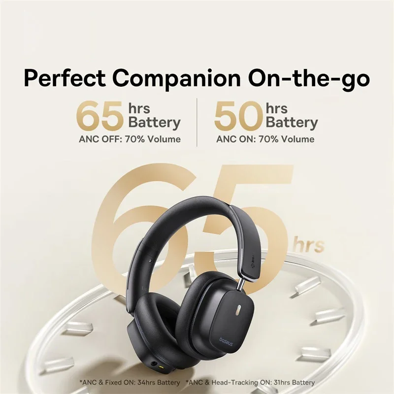 Baseus Bowie 30 Max auriculares Bluetooth 45dB cancelación de ruido Hi-res LDAC auriculares sobre la oreja Audio espacial 3D auriculares inalámbricos