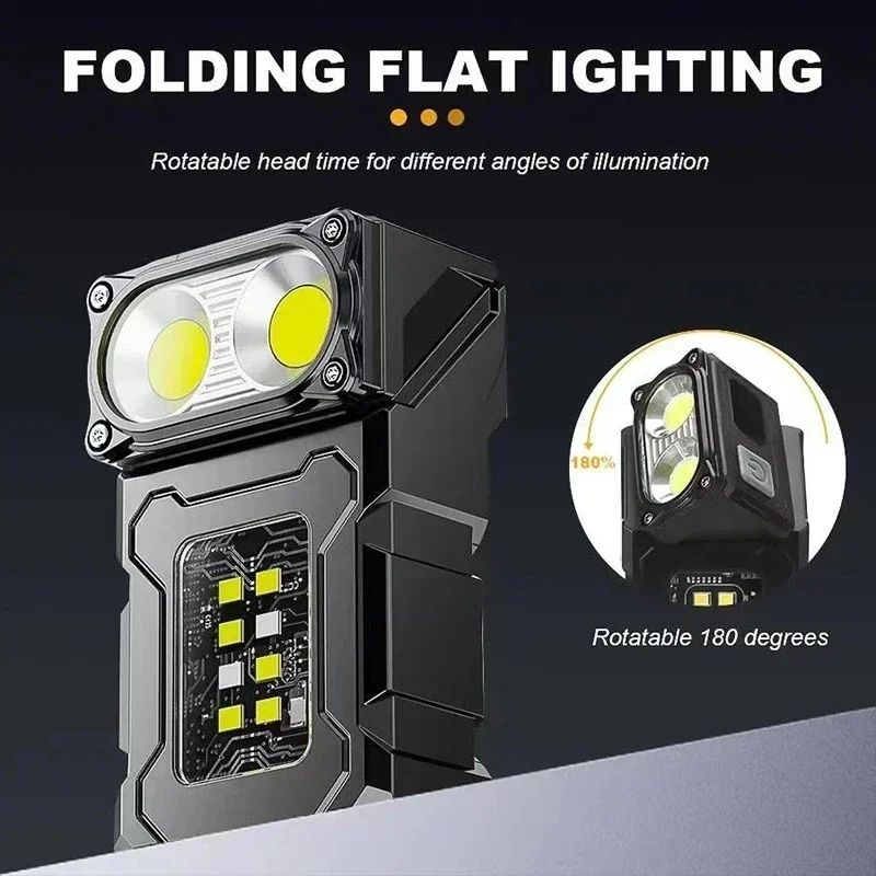 2/1 Uds linterna portátil superbrillante MINI USB recargable LED cola MagnetTorch con luz de emergencia COB para acampar senderismo