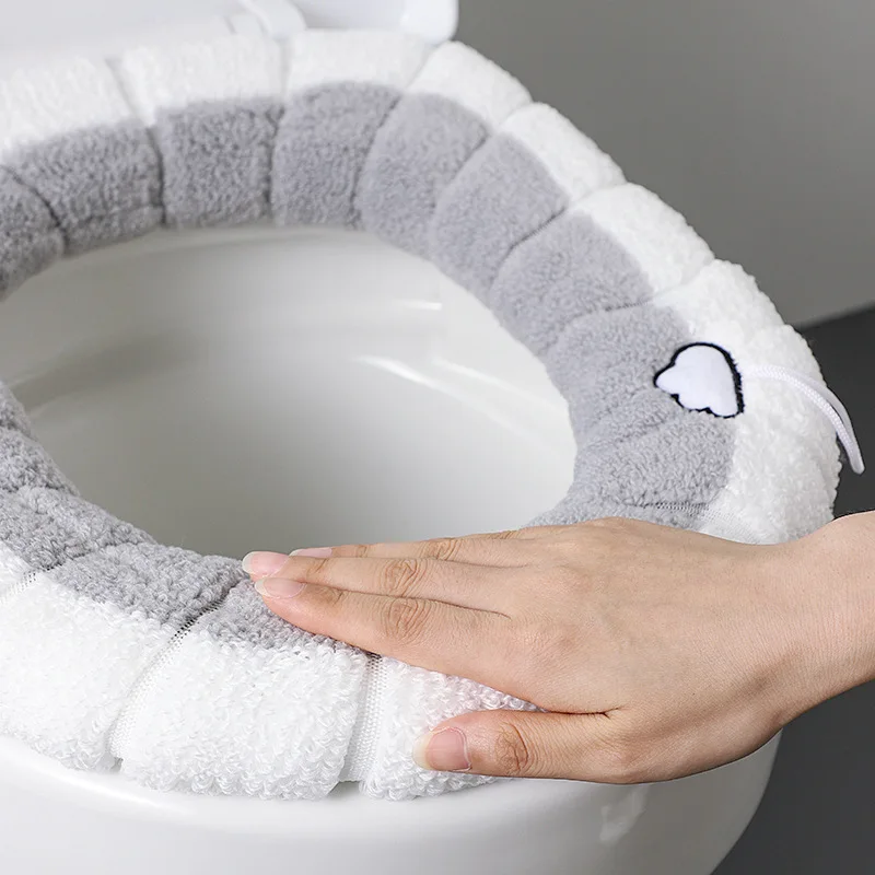 2856 Cojín de inodoro cálido tipo O de felpa gruesa, cojín Universal para inodoro, cojín reutilizable para asiento de inodoro de invierno, funda para asiento de inodoro