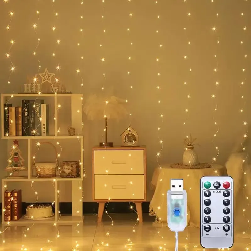 1 szt. USB 3x3/3*2/3*1 kurtyna LED oświetlenie do sypialni świąteczna girlanda bajkowe oświetlenie feston ślubne oświetlenie do dekoracji sypialni w domu