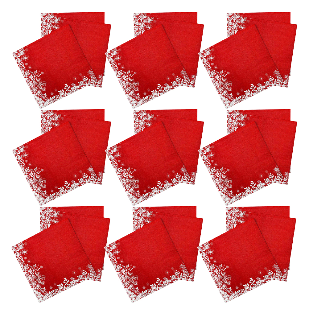 Serviettes de noël en papier flocon de neige rouge doux, 20 pièces, décorations de Table de fête Festive, serviettes à main de salle de bains de vacances