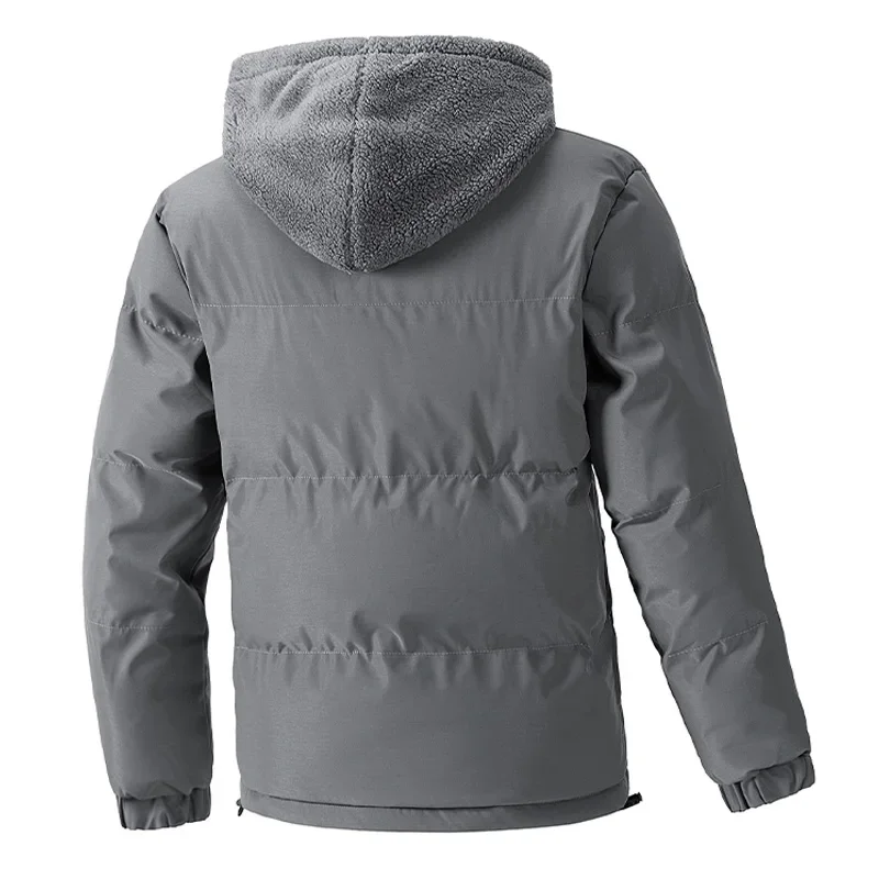 8XL パファージャケットメンズ厚く暖かいプラスサイズの冬のジャケット男性綿フリースパッド入りフード付きパーカー偽ツーピースコート生き抜く