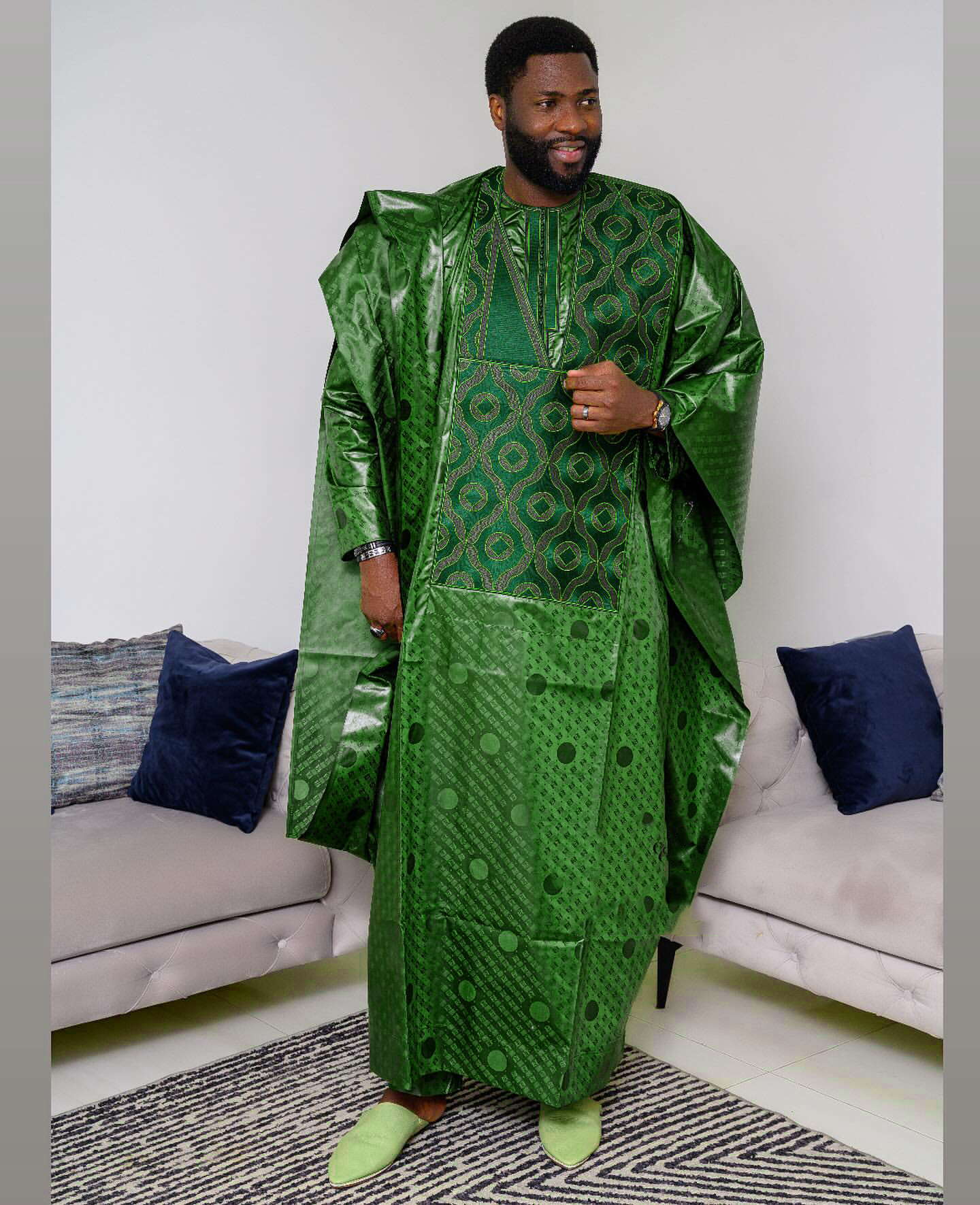 African Clothes For Men Traditional Bazin Riche Embroidery Design Top Long Sleeve 3 Piece Set