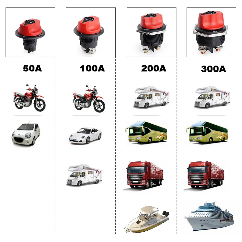 50A 100A 200A 300A Für Auto Motorrad Lkw Boot Auto Batterie Schalter 32V DC Trennschalter Power Isolator abgeschnitten Rally Schalter Kit