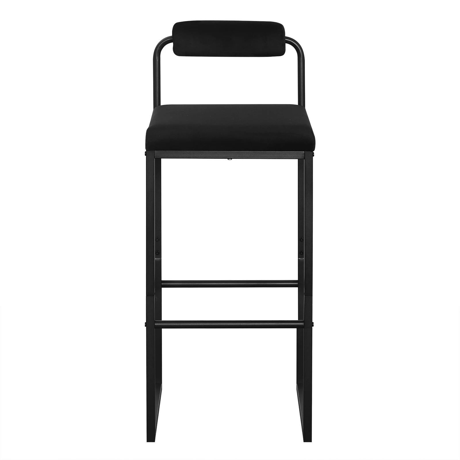 WOLTU 2PCS/SET Velvet Bar Stools 75cm Metal Upholstered High Bar Chairs with Footrest Backrest for  Pub Kitchen Club Cafe Hotel