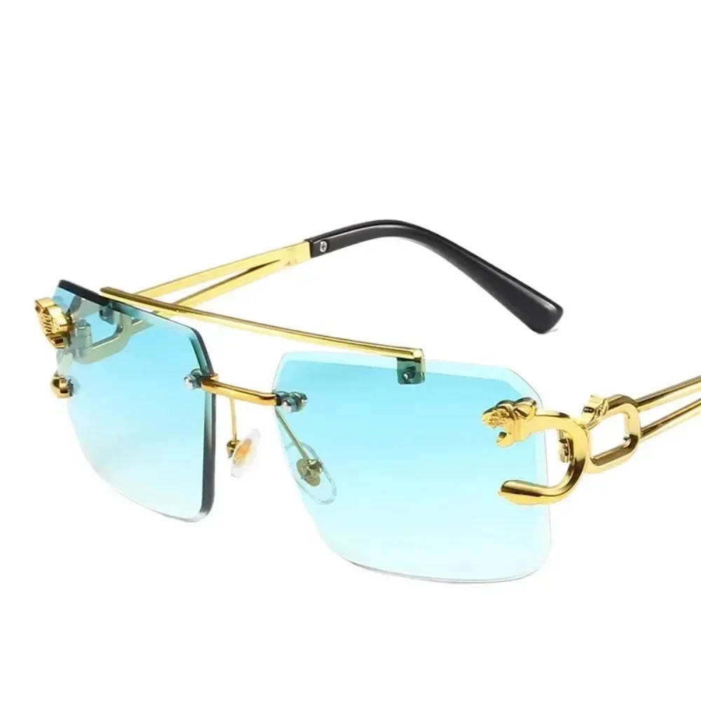 Rahmenlose quadratische Sonnenbrille, modische Sonnenbrille für Damen, europäische und amerikanische bunte Sonnenbrille