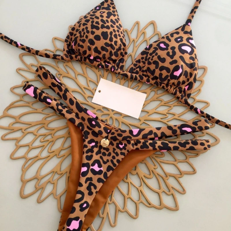 Nouveau Bikini femmes maillot de bain plage vacances maillots de bain imprimé léopard Sexy Bikini ensemble maillots de bain maillot de bain string maillot de bain Biquinis