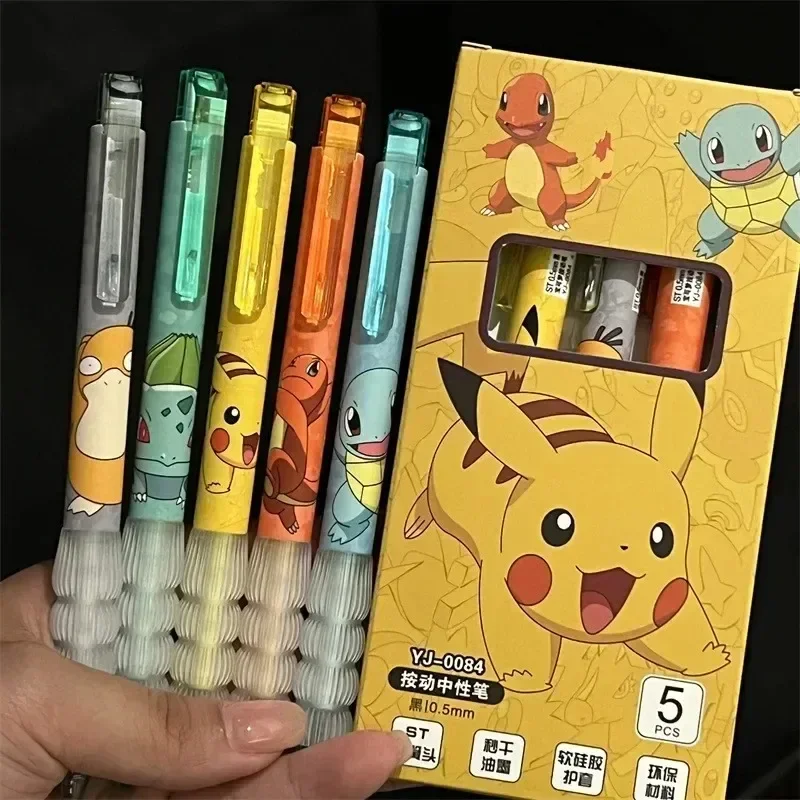 ชุดปากกาโปเกมอน 5 ชิ้น ลายปิกาจู สควิร์เทิล ชาร์แมนเดอร์ ปากกาเจลกดลายการ์ตูนน่ารัก อุปกรณ์การเรียน อุปกรณ์สำนักงาน ของขวัญสำหรับเด็ก