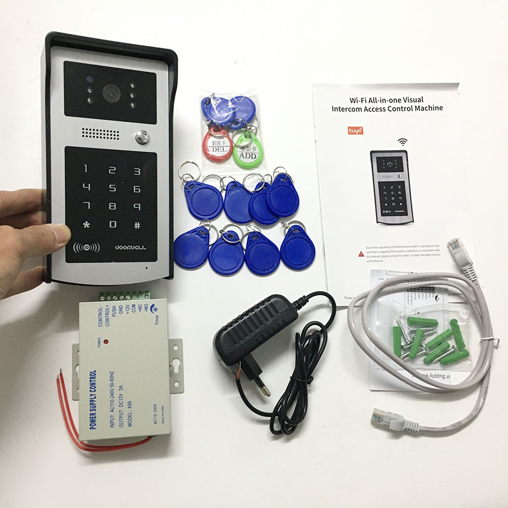 Sonnette vidéo extérieure étanche Tuya, interphone vidéo sans fil, clavier, cartes RFID, contrôle d'accès, caméra HD, Wi-Fi, 1080P