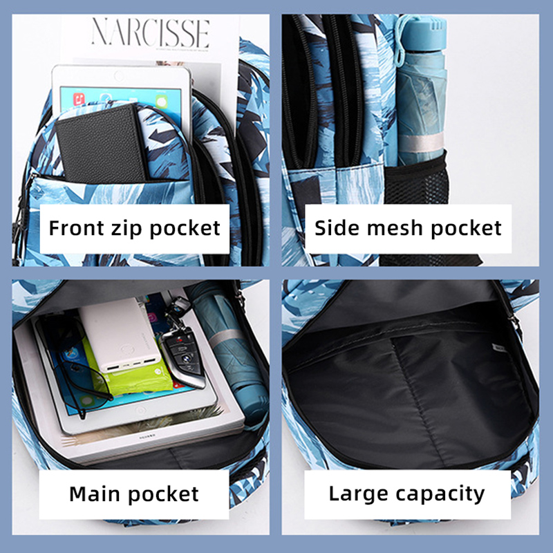 Large Capacity Backpacks Color Print School Bags Junior High School Backpack Students Daypack Waterproof Travel Rucksack XM221