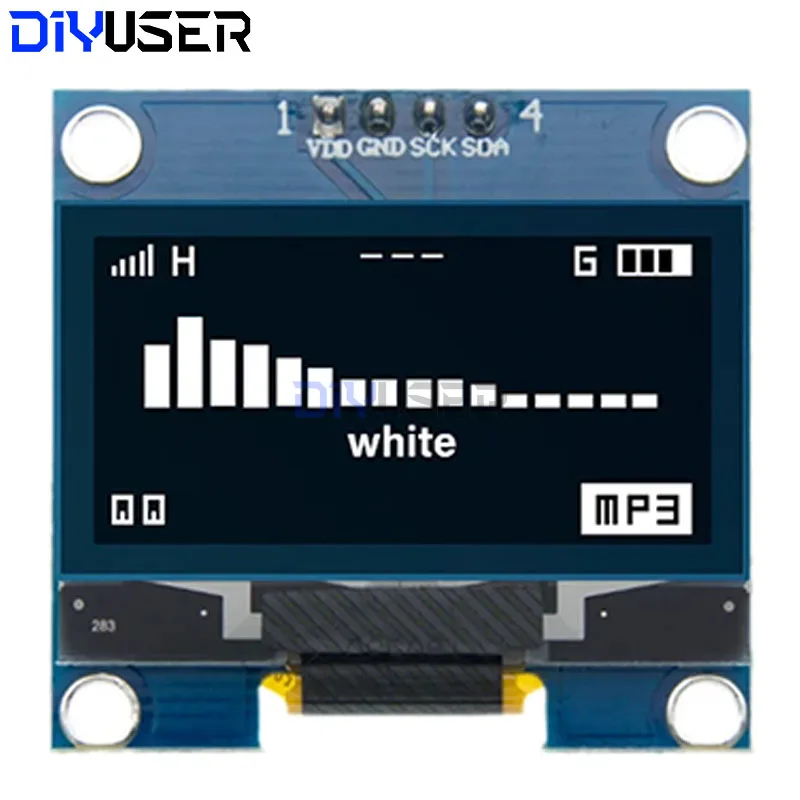 DIYUSER 1.3 "OLED 디스플레이 모듈 흰색/파란색 드라이브 칩 SH1106 128X64 1.3 인치 OLED LCD LED IIC I2C Arduino 용 통신