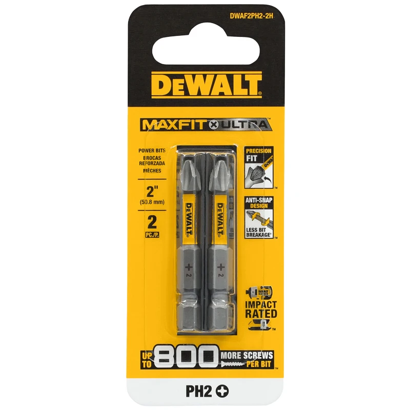 DEWALT DWAF2PH2-2H インパクト PH2 50MM ドリルビット 2PC MAXFIT X ULTRA ビットツールアタッチメントあたり最大 800 本のネジ