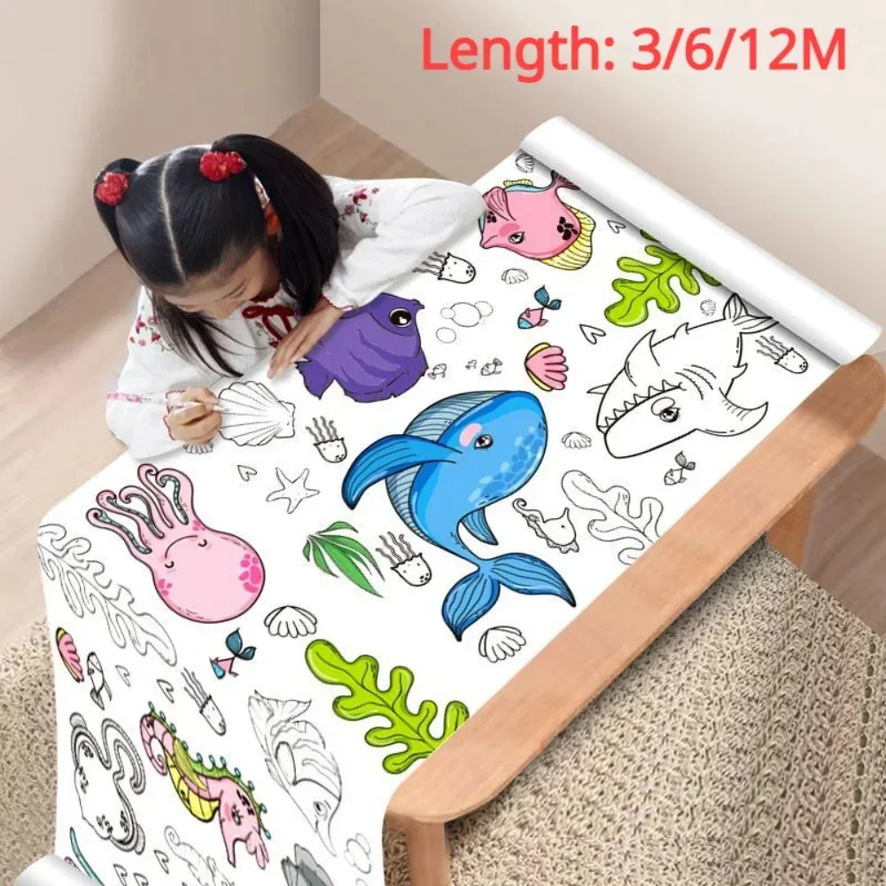 Animal Canvas Children's Drawing Roll DIY Coloring Paper Roll Color Filling Graffiti Paper-cut Painting Educational School