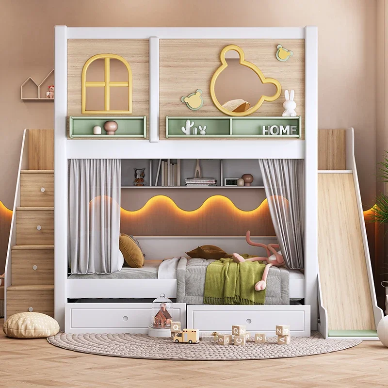 down  Bunk  Tree house mother  High guardrail roof with slide Two-child parent-child  High and low