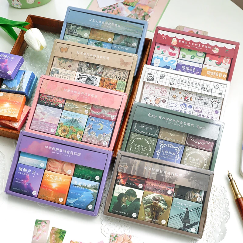 JIANQI 300 ชิ้น/แพ็คสติกเกอร์น่ารักฟิล์มกระดาษขยะ Journal Art Collage อัลบั้มภาพ DIY DIY Craft Scrapbooking อุปกรณ์โรงเรียน