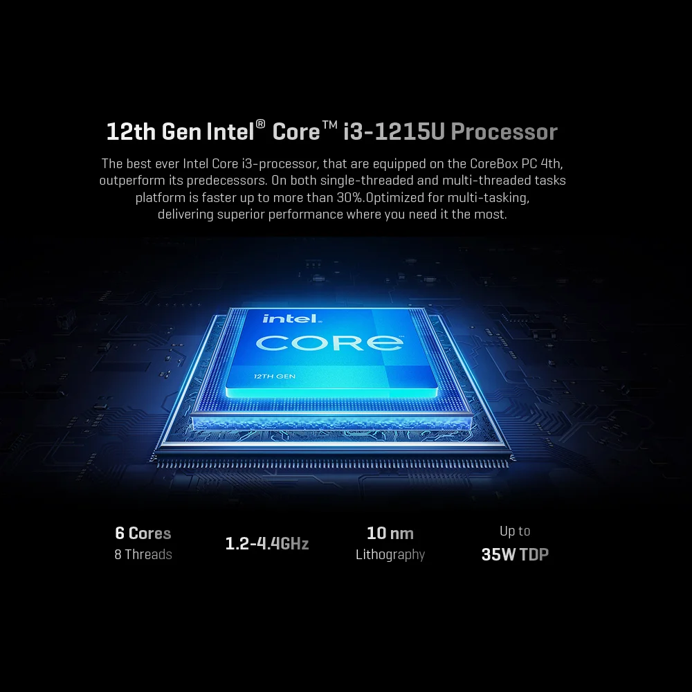 CHUWI CoreBox 4. Intel Core i3-1215U Gaming-PC Intel UHD Graphics 8K-Dekodierung 16 GB LPDDR5 512 GB SSD WIFI 6 Windows 11 Computer