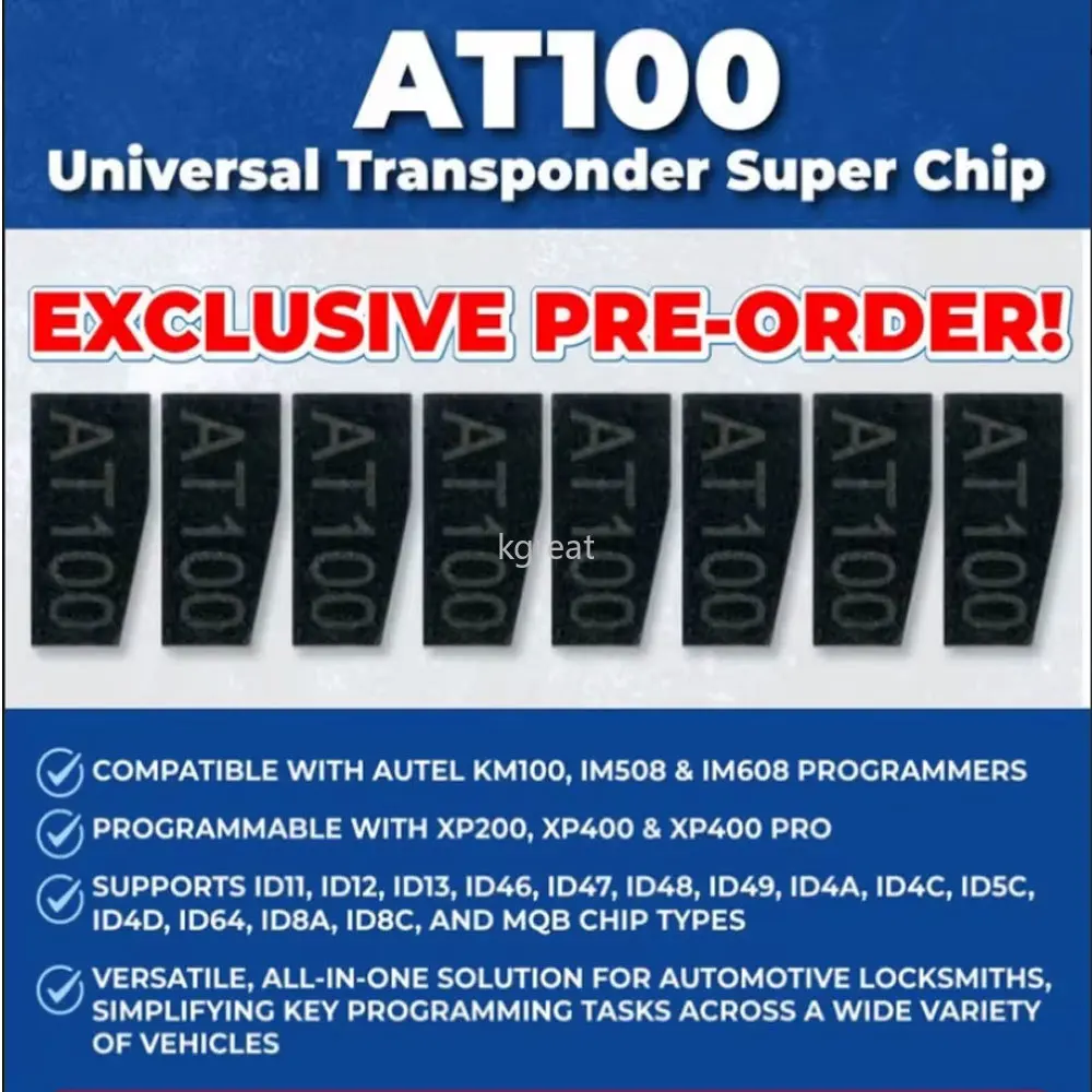 Универсальный супертранспондерный чип Autel AT100 для XP200 XP400 XP400PRO, чип автомобильного ключа для программирования ключей транспортных средств