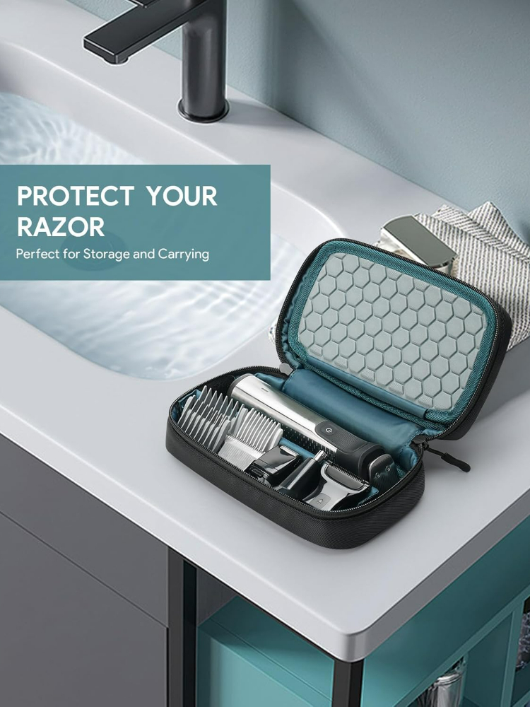 All-in-One Travel Case compatible for Braun Series 5 & Philips Multigroom 3000-9000, Organized Compartments, Durable Storage Bag