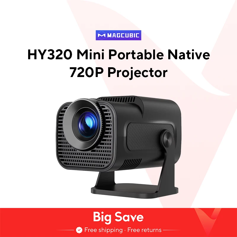 Magcubic HY320 Mini Projetor Recentemente Nativo 720P Android 11 4K 300ANSI Wifi6 BT5.0 Cinema Ao Ar Livre Portátil 180 °   Projetor giratório