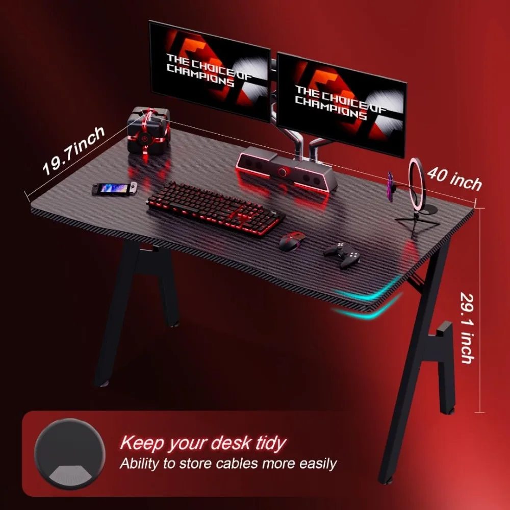 40 inch carbon fiber surface gaming table - large computer desk gaming table ergonomic computer gamingworkstationhomeoffice desk