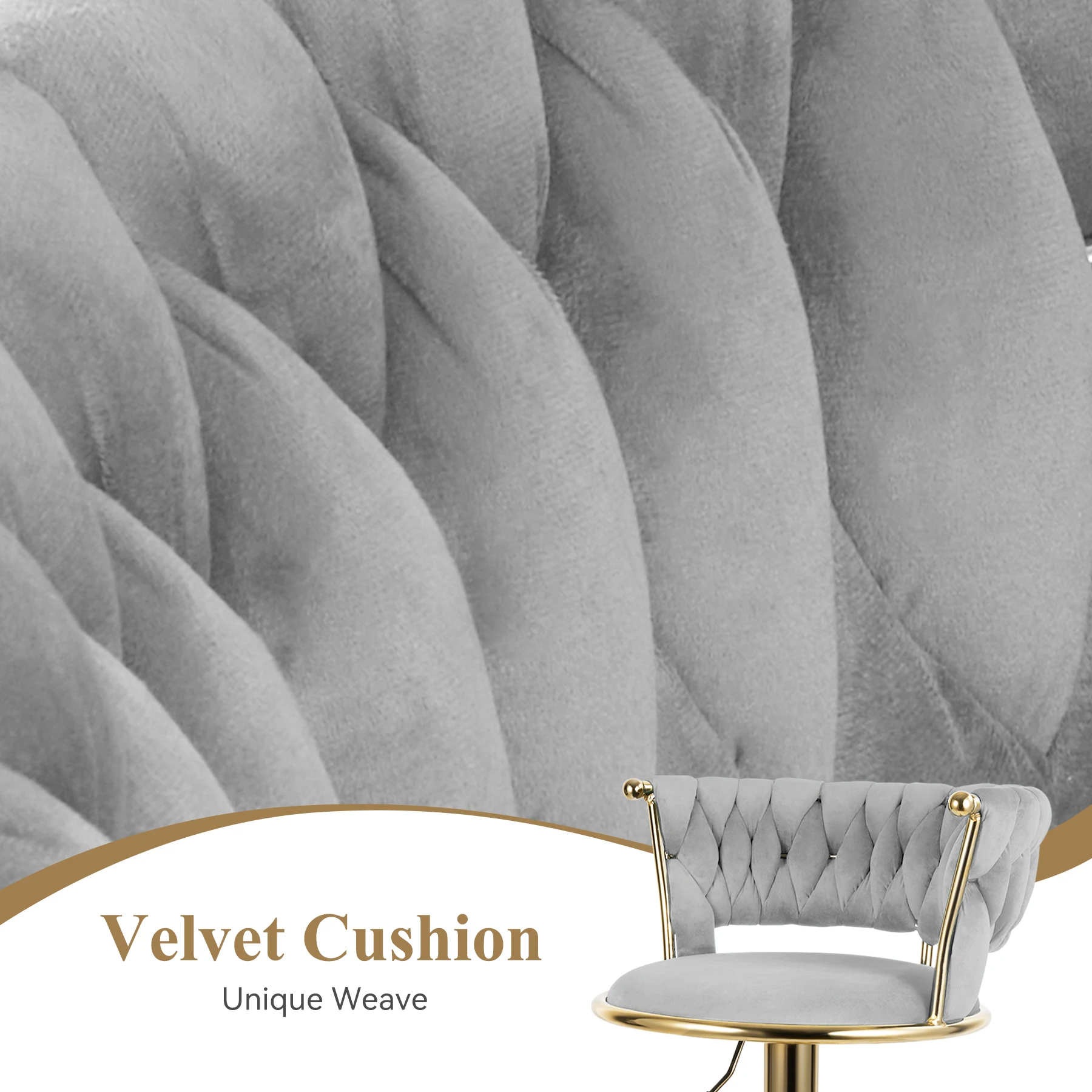 2 Pcs Modern Rotary Bar Chair, 360° Adjustable Counter Height Bar Stool, With Backrest, Suitable For Bar, Kitchen, Restaurant