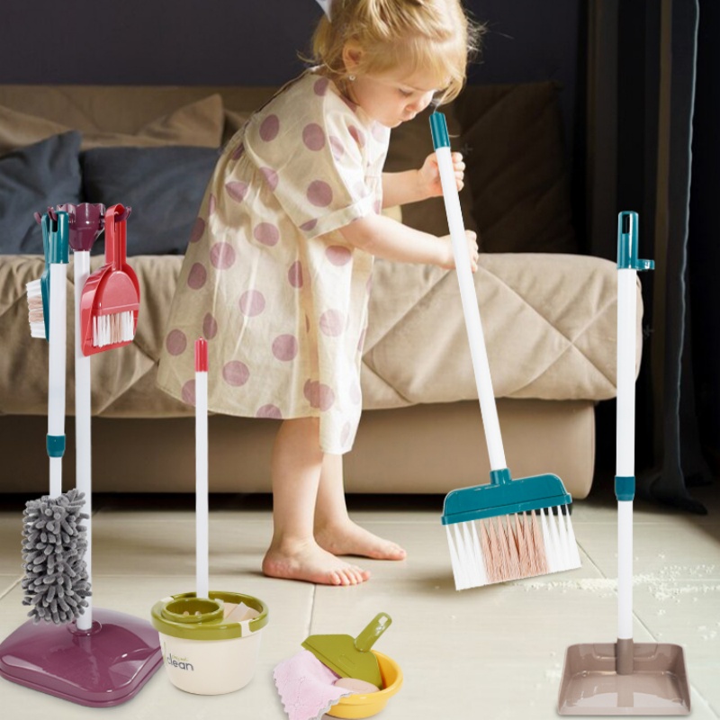 Crianças simulação vida limpeza brinquedos trabalho doméstico fingir jogar conjunto de ferramentas & higiene simulação vassoura aspirador conjunto de ferramentas para crianças