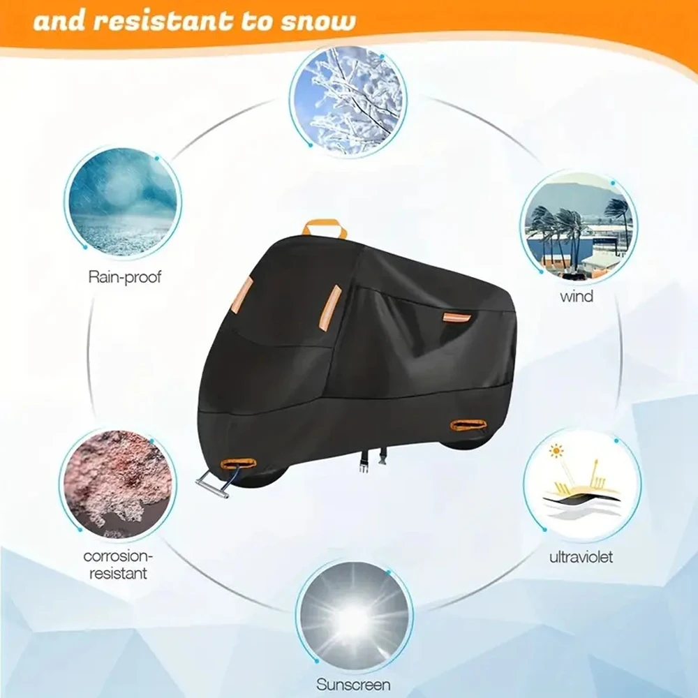 Cubierta impermeable 210D para motocicleta, lona para motocicleta al aire libre, cubierta protectora de poliéster UV para lluvia y nieve para motocicletas y Scooters