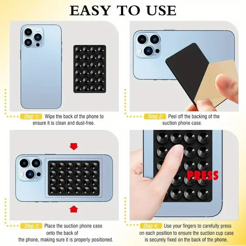 ซิลิโคนดูดที่วางโทรศัพท์ Mat ถ้วยดูดมัลติฟังก์ชั่น Wall Stand Square Anti-Slip Single-Sided Case Mount สติกเกอร์ด้านหลัง