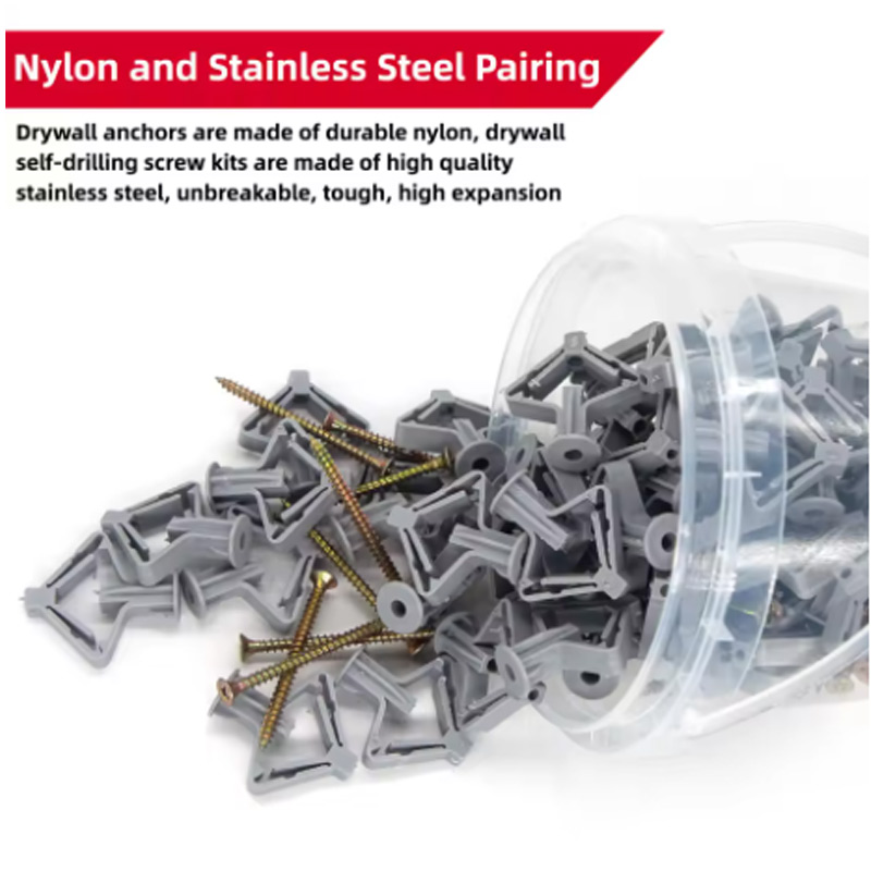 Kit de anclaje para paneles de yeso, 100 Uds., anclas de pared huecas, tapones para placas de yeso, tornillos, tubo de expansión de mariposa, juego de 50