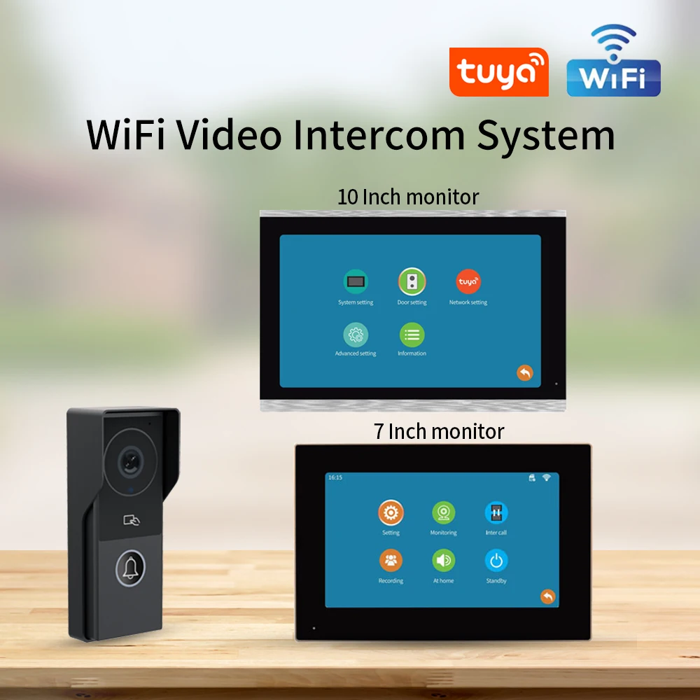 Tuya aplicativo inteligente vídeo porteiro wi fi ir telefone da porta de vídeo anel sem fio 1080p h.264 wi fi campainha interfone villa