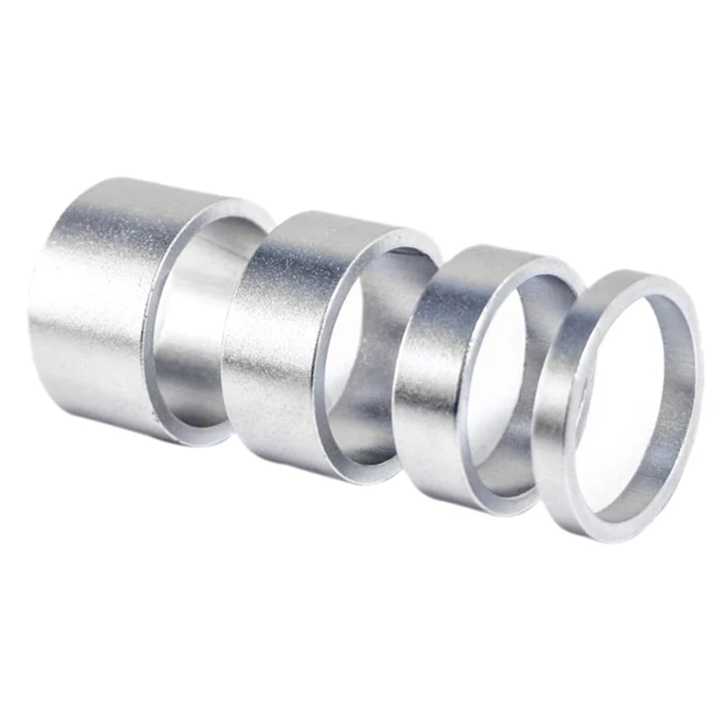 4 Teile/satz 5/10/15/20mm Aluminium Legierung Headset Vorbau Spacer MTB 28,6mm Gabel Unterlegscheibe Kappe für Rennrad Radfahren, Silber