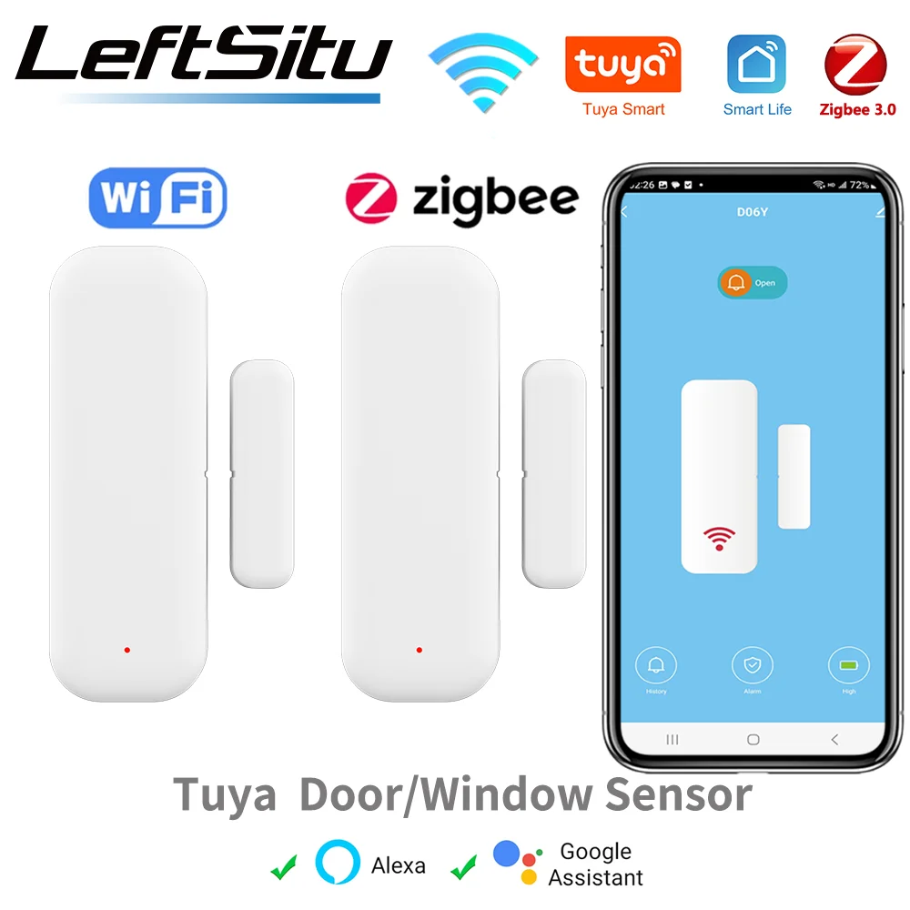 Tuya Zigbee/WiFi датчик двери, окна, умный детектор двери, сигнализация открытия/закрытия двери, домашняя беспроводная связь для Tuya Smart Life Yandex