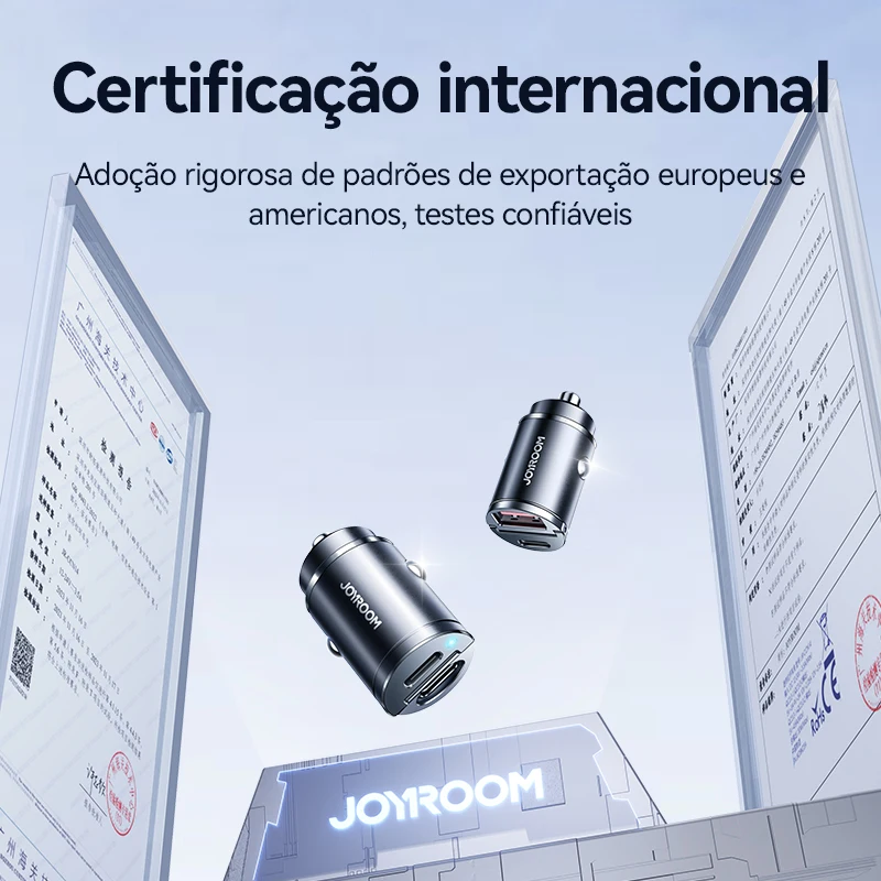 Joyroom-puxar o carregador do carro do anel, USB tipo-C, portas rápidas duplas, carregamento rápido, mini carregador do telefone, acessórios do carro, PD, QC, 30W