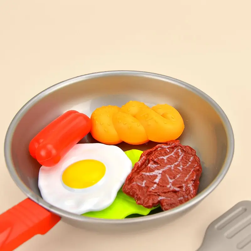 8pcs/set 시뮬레이션 주방용품 놀이 세트 냄비 스테이크 야채 빵 핫도그 오믈렛 어린이 장난감 주방 음식 장난감