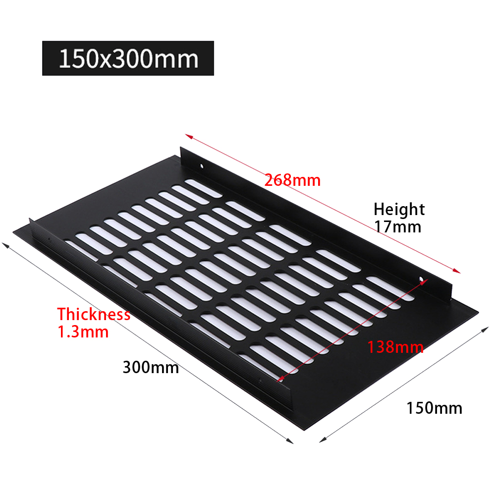 150mm Aluminium Ventilation Grille Cabinet Wardrobe Air Vent Rectangular Ventilation Cover Black For Bathroom Doors