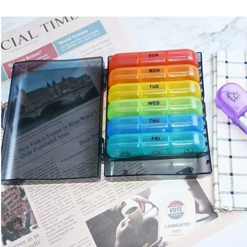 Portable Mini Multi-Compartment Medicine Box for Weeklong Use Seven-Day Dose Partition Travel-friendly Pill Organizer