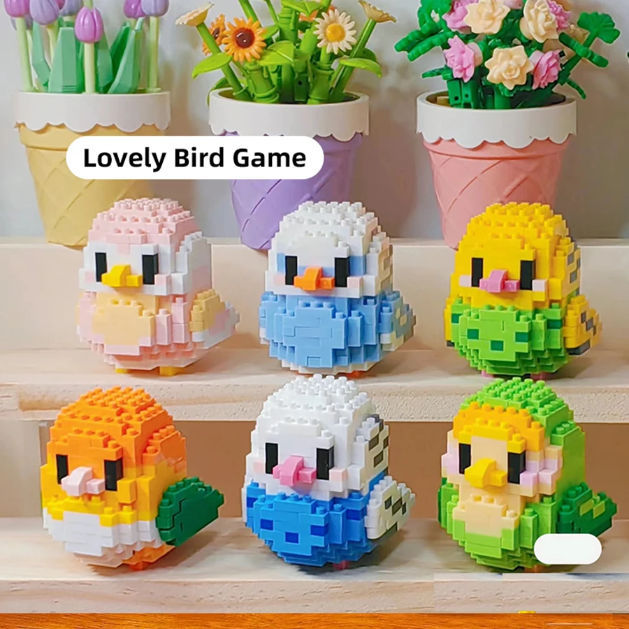 Creative DIY การ์ตูนน่ารักนก, นกแก้ว, นกกระจอก, บล็อกตัวต่อสัตว์, นกประกอบของเล่น, ของขวัญตกแต่งบ้าน