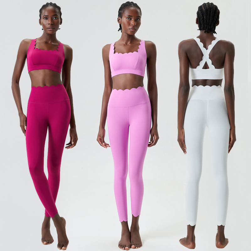 Traje de gimnasio de Color sólido para mujer, conjunto de dos piezas para Fitness y Yoga, ropa deportiva ajustada para correr, ropa de entrenamiento transpirable
