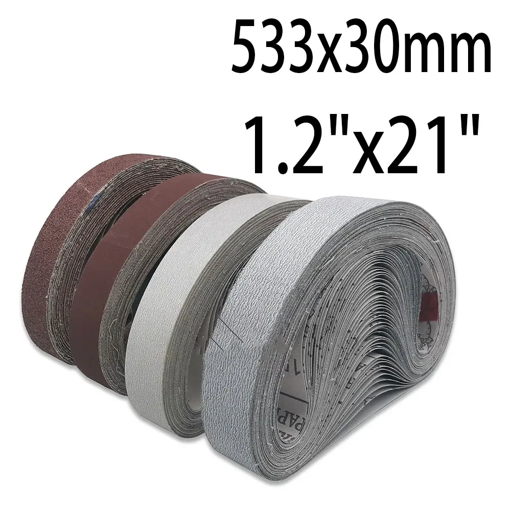 Bande abrasive 30x533mm, grain 40-1500, ponceuse à oxyde d'aluminium, accessoires Dremel pour le polissage et le meulage, 10 pièces
