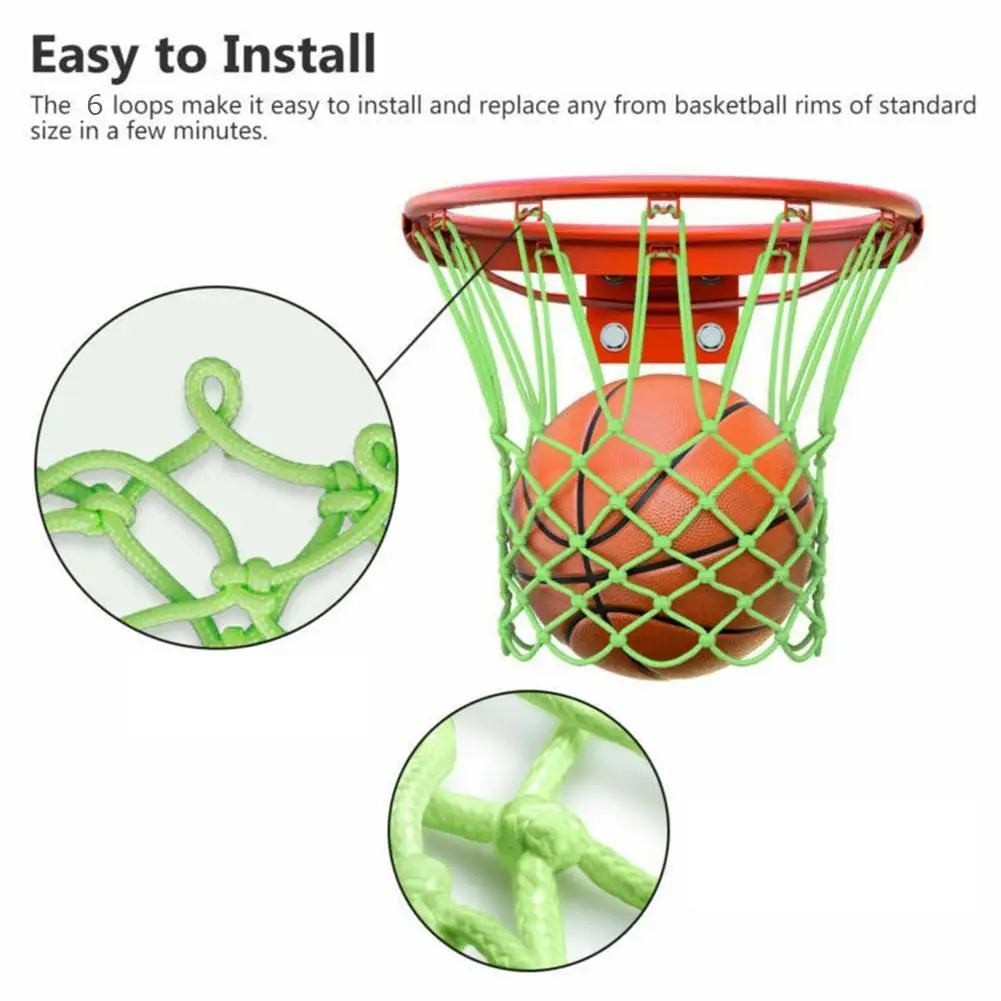 Nachtlicht Basketball netz Nylon leuchtend grün leuchtend Basketball korb Felgen netz Erwachsene Kinder Basketball Sport Trainings netz