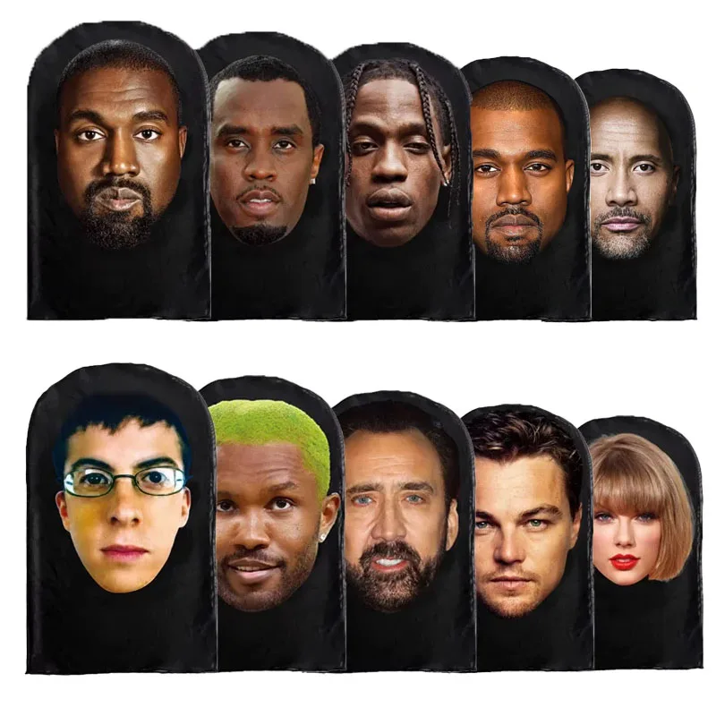 Cosplay 3D Stampato Kanye Maschera Maglia elasticizzata Maschera a pieno facciale Uomo Donna Gioco di ruolo Copricapo Passamontagna moda Halloween Copricapo