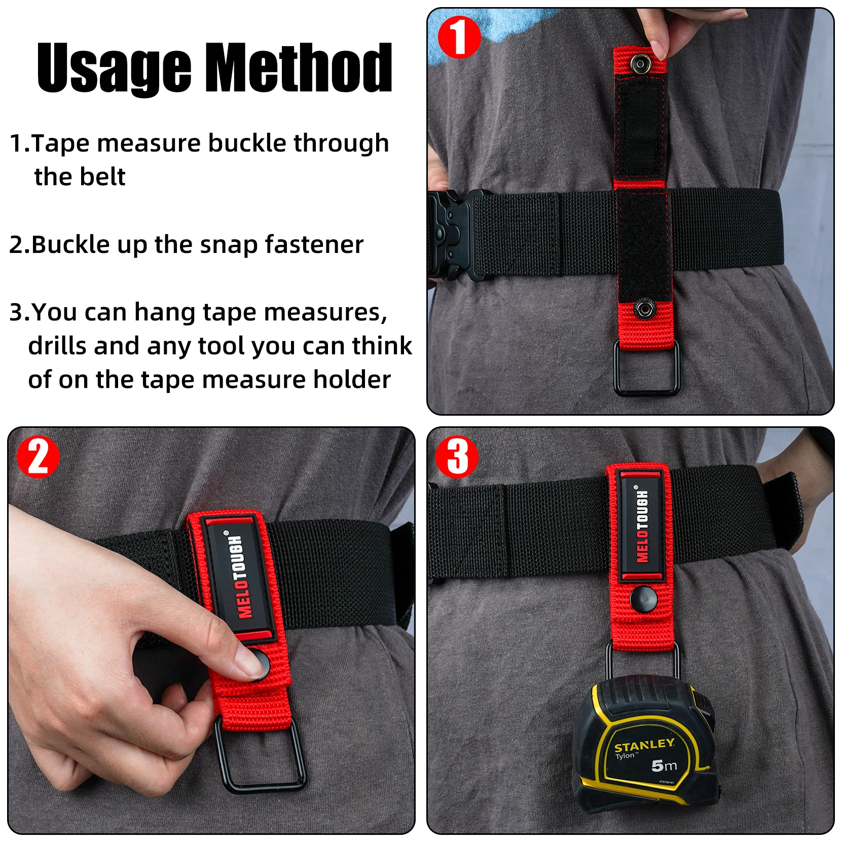 Measuring Tape Holder Tape Measure Holder Drill Impact Tool Holster for Tape Measure, Drills, Clipped Tool
