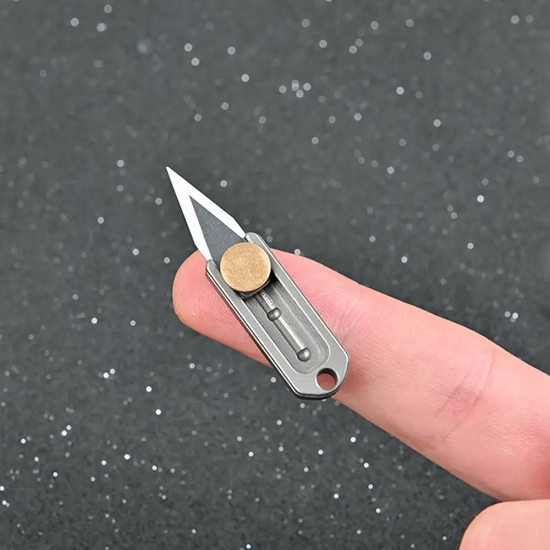 1pc New Pure Titanium Mini Push Knife  Keychain Pendant Unpacking Express Opening Utility Knife